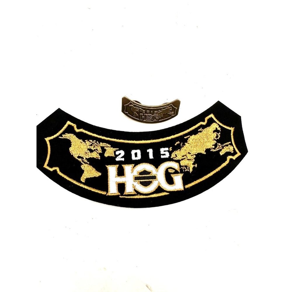 Harley Davidson 2015 HOG Rocker Patch and Pin. NEW No Frays.